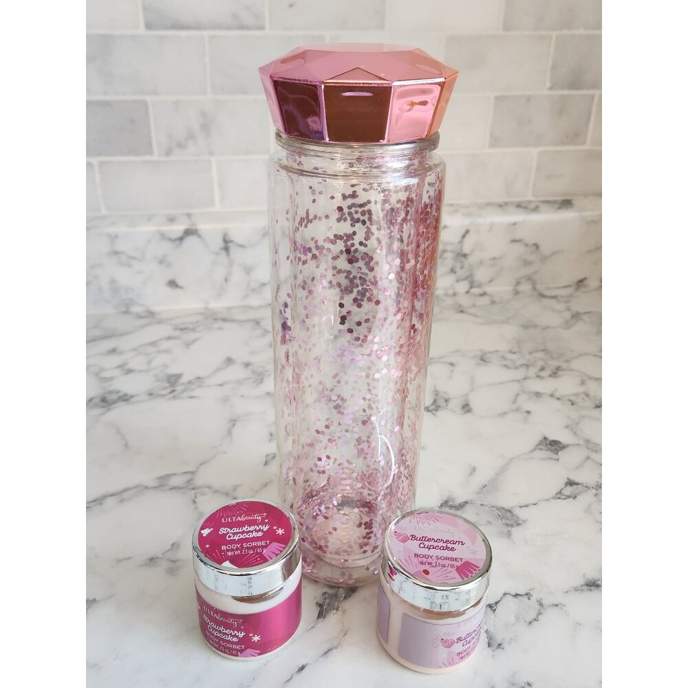 Pink Glitter Water Bottle Ulta Beauty Strawberry Buttercream Cupcake Body Sorbet